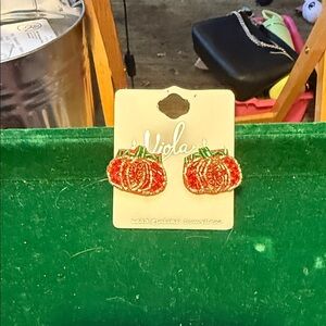 Halloween Orange and Green Pumpkin Earrings​
